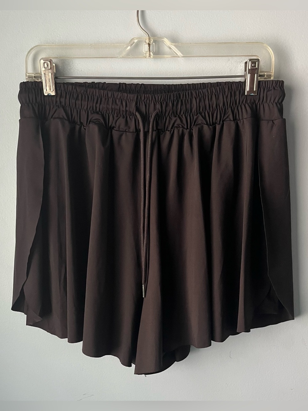 Love Tree Black Elastic Waist Drawstring Dual-Layer High-Rise Shorts Size L